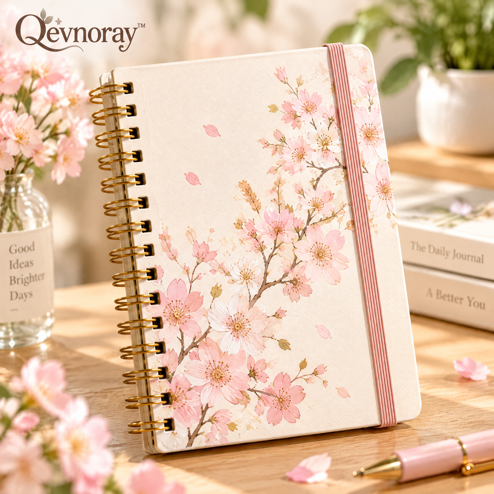 Qevnoray™ Sakura Blossom Spiral Journal