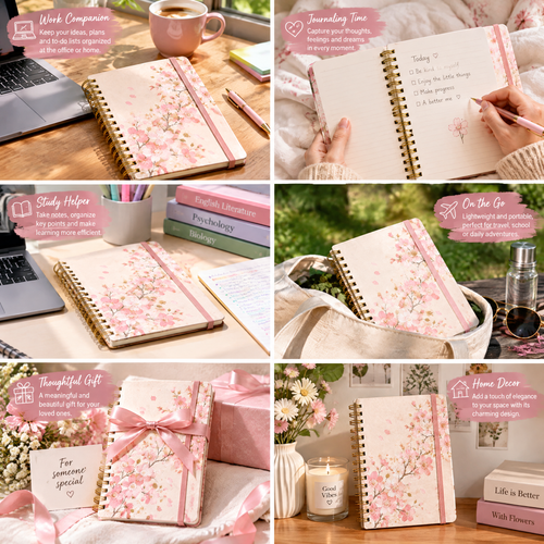 Qevnoray™ Sakura Blossom Spiral Journal