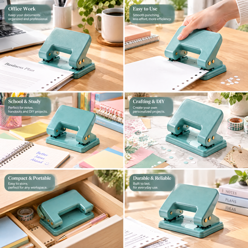 Qevnoray™ Sage Desktop Two-Hole Punch