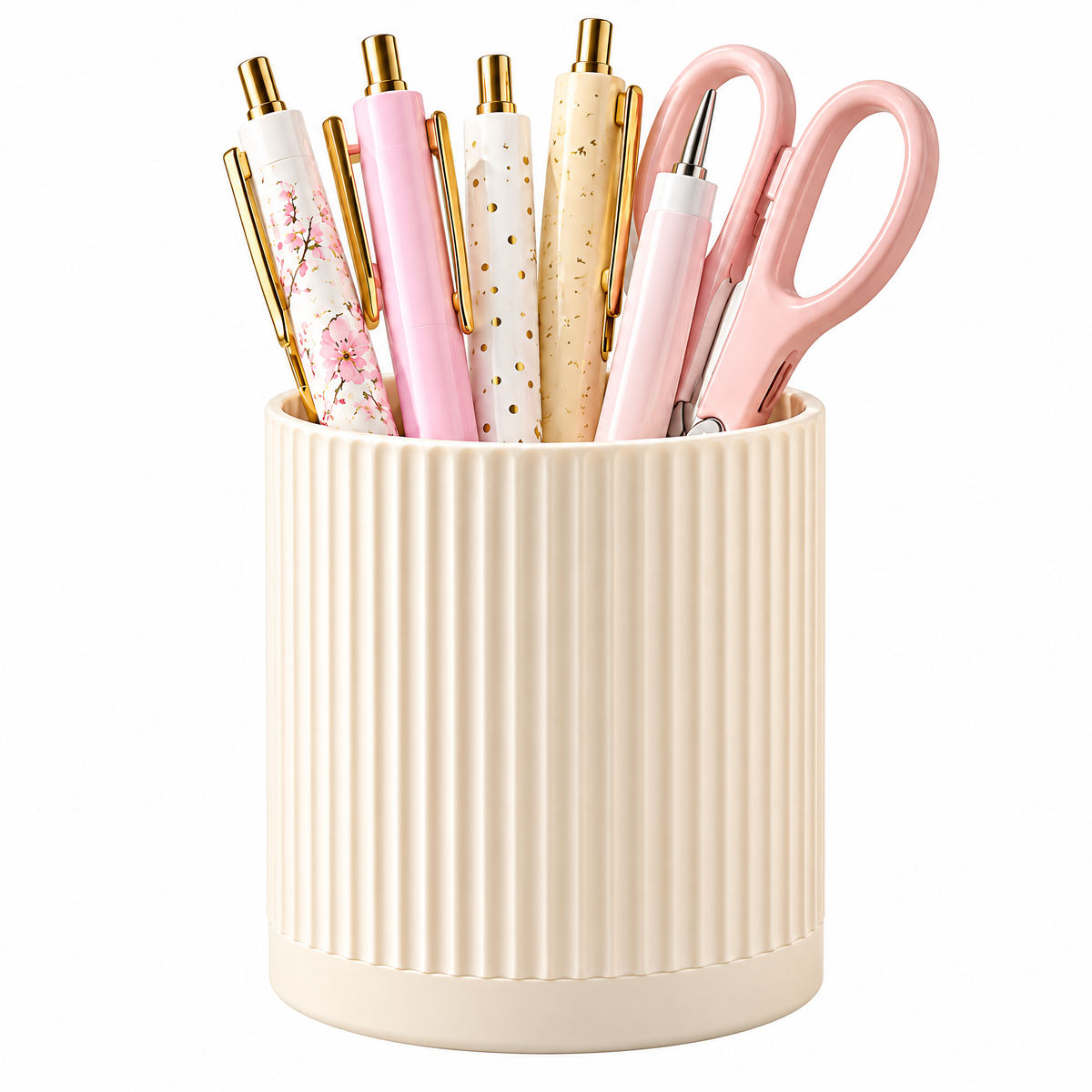 Qevnoray™ Minimalist Ribbed Ceramic Pen Holder