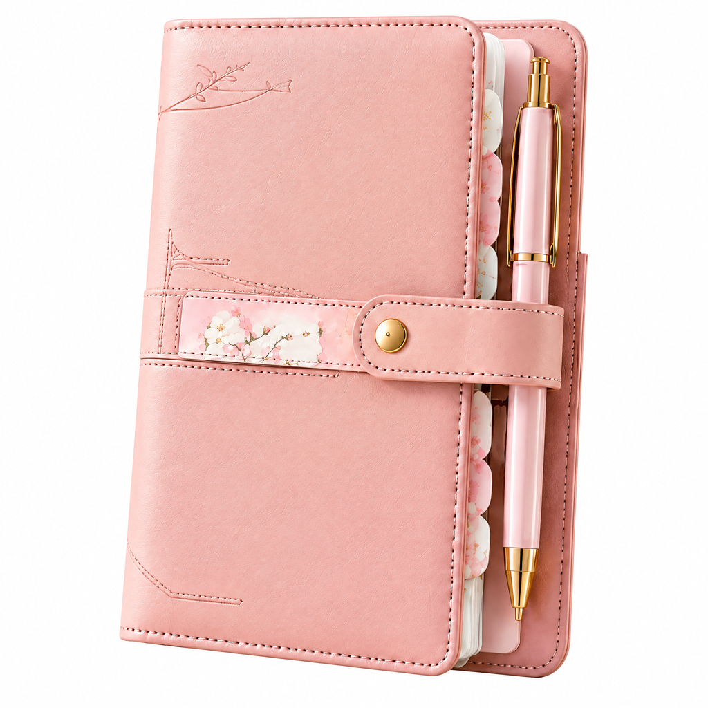 Qevnoray™ Blush Pink Snap-Close Planner Organizer