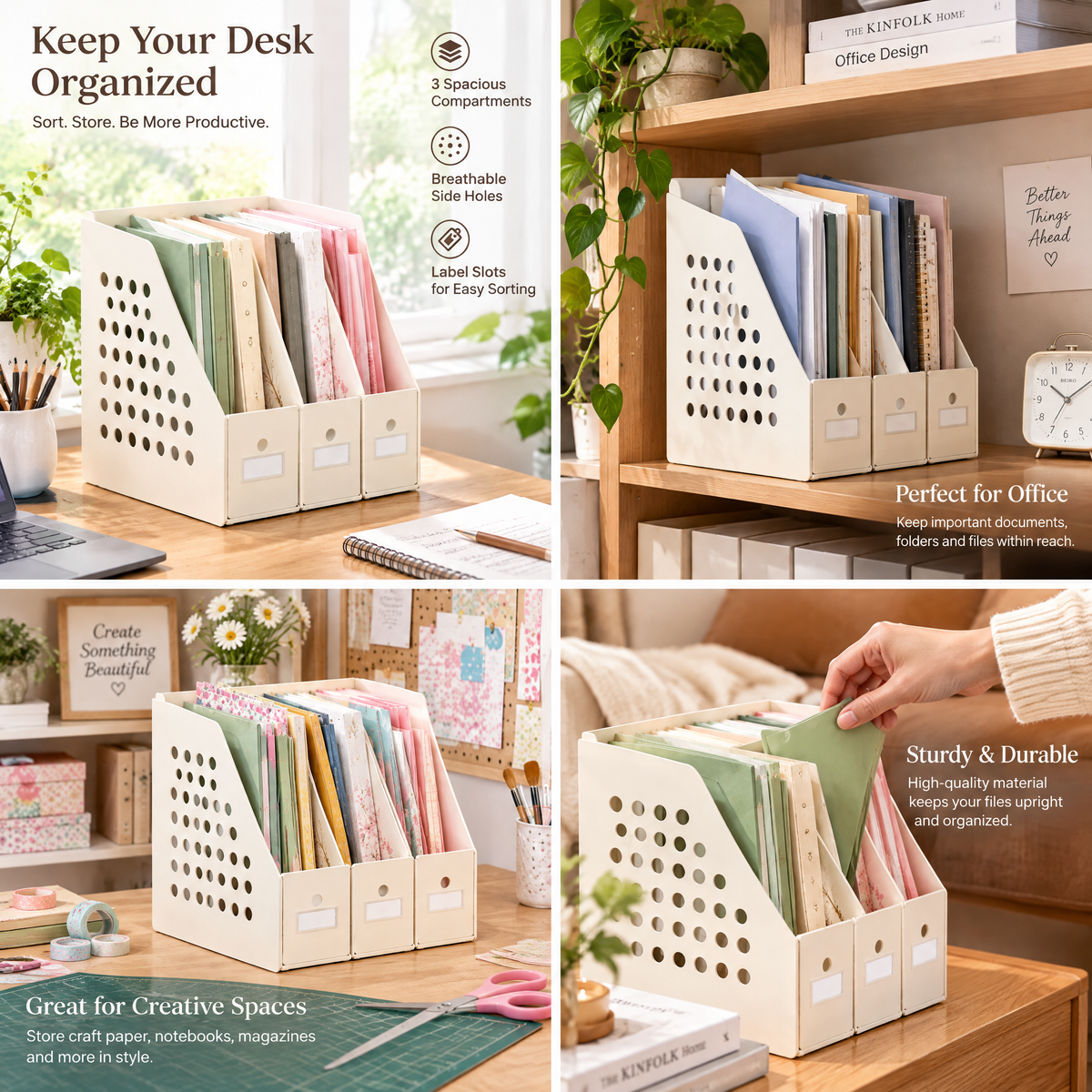 Qevnoray™ Modular Desktop File Organizer