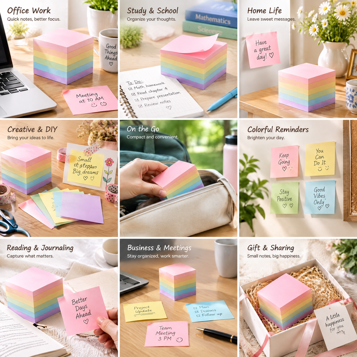 Qevnoray™ Pastel Memo Cube Collection