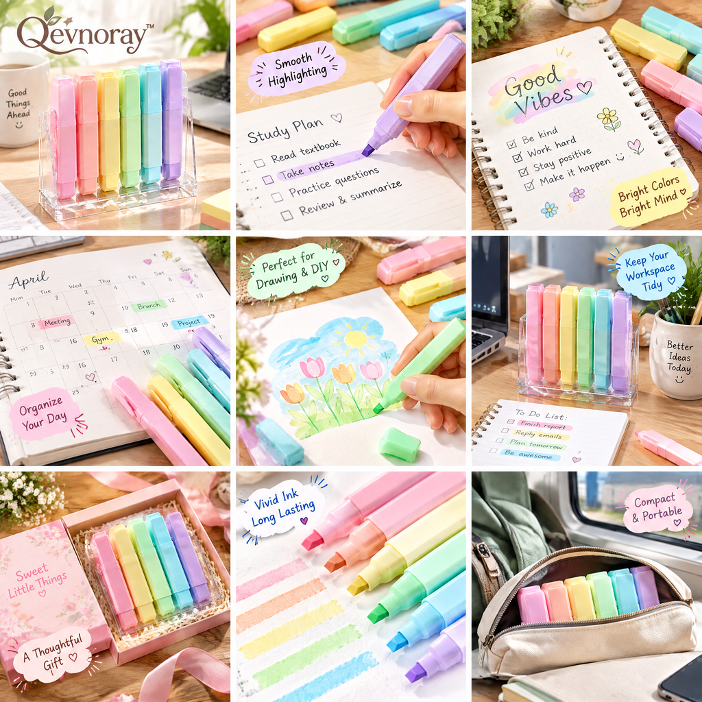 Qevnoray™ Soft Pastel Highlighter Set